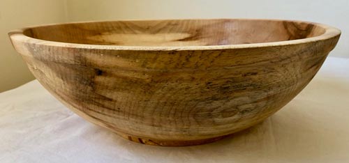 Large spalted maple bowl side view