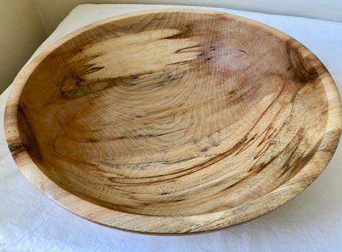 Large spalted maple bowl top view