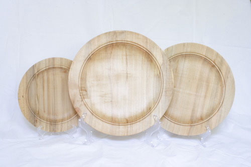 turned maple wood platters